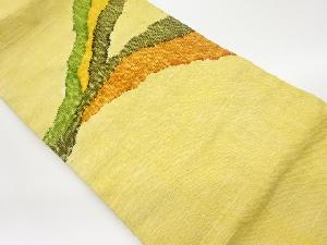 手織り真綿紬抽象曲線模様織出し名古屋帯